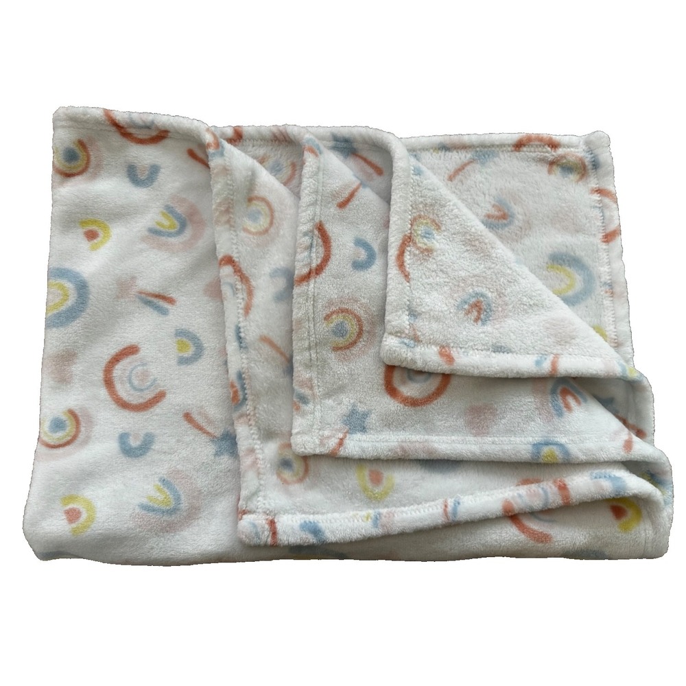 Baby Essentials Blanket Rainbow Heart Star Pastel Soft Poly